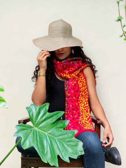 Calyz Red Stole with Collage Technique